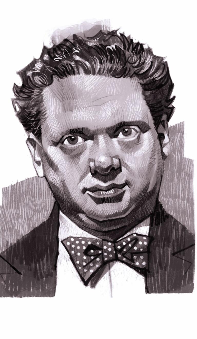 An illustrated portrait of the face of a man (Dylan Thomas) 