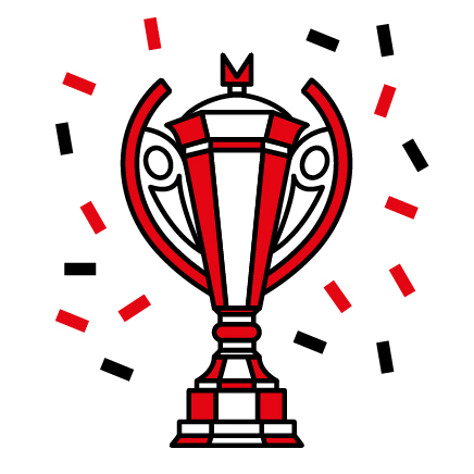 illustration of trophy with ticker tape suggesting celebration