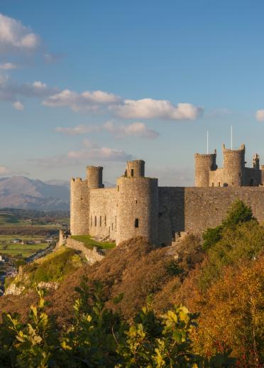vista al castillo de Harlech, Centro de Gales