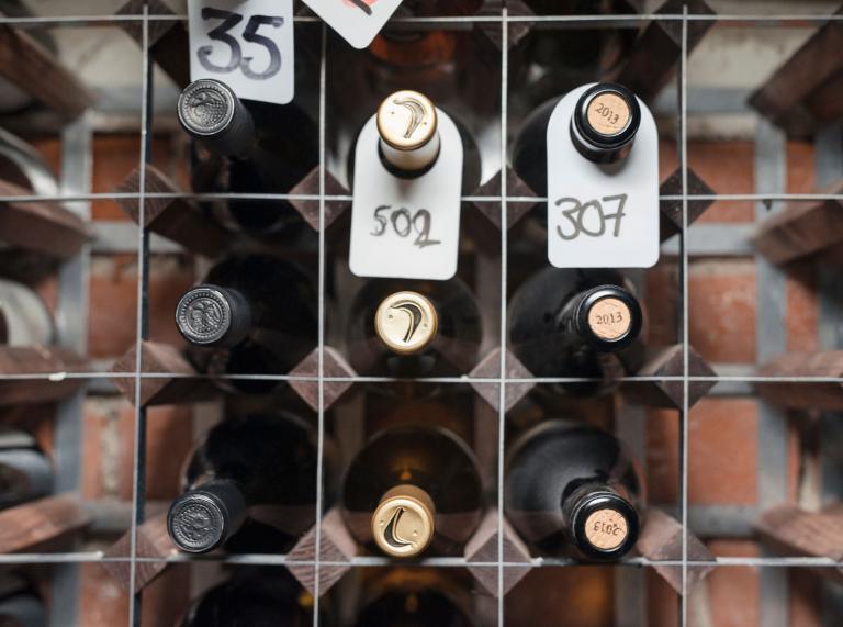 Wines in rack