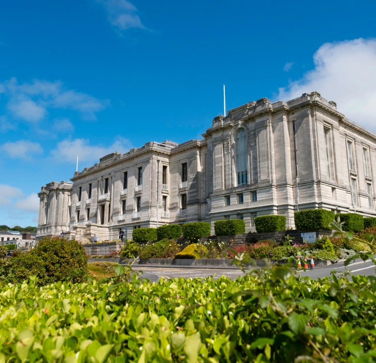 The exterior of the national library in Aberystwyth.