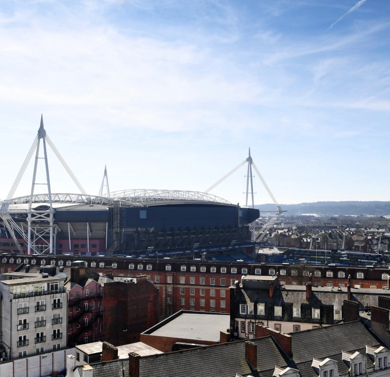 A birds eye view of the Principality Stadium.