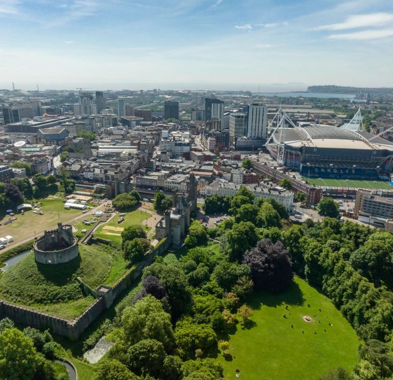 A view of Cardiff from above.