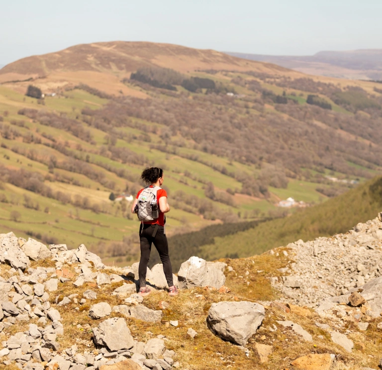 A person looking out over the valley.